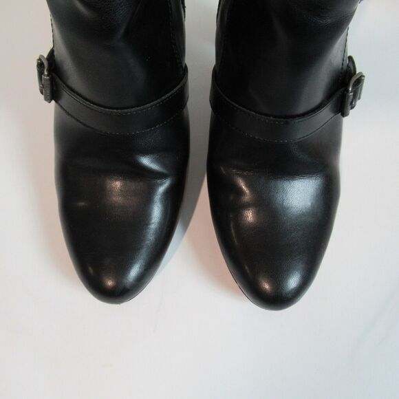 Simply Vera Boots 9.5 M Black Jaeger Buckle Ankle Bootie Faux Leather High Heel - Picture 5 of 15